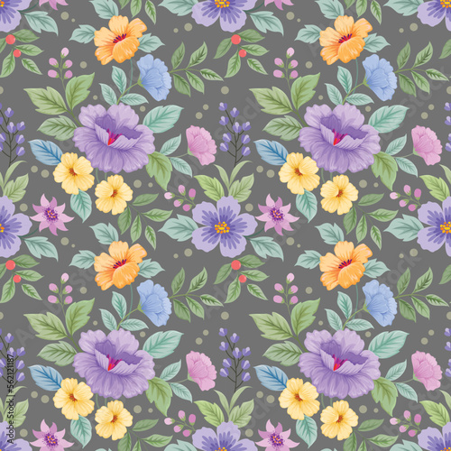 Wallpaper Mural Beautiful flowers design seamless pattern. Can be used for fabric textile wallpaper. Torontodigital.ca