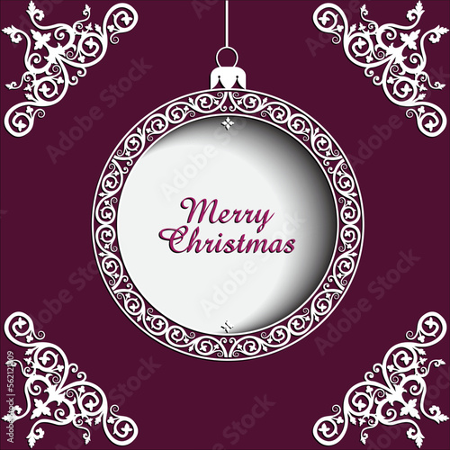 ornamental christmas ball on purple background / vector illustration