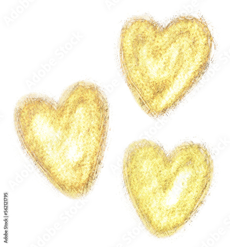 Cute Gold Glitter Heart Shape Ornament Doodle Hand Drawn