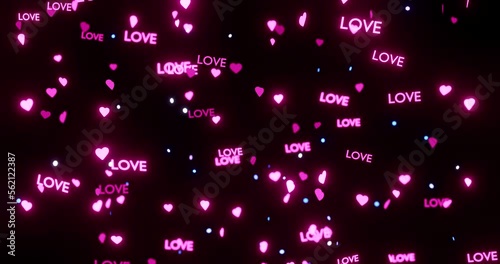 valentine vj loop with love text and heart shape glowing