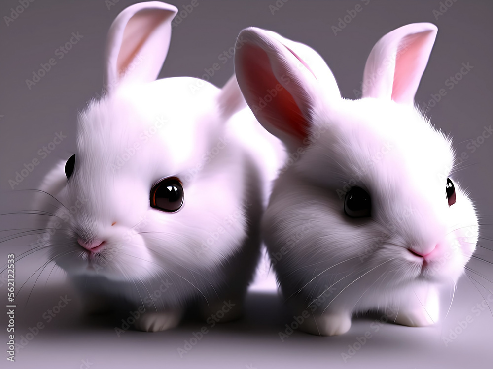  realistic cute fluffy bunny, generative AI