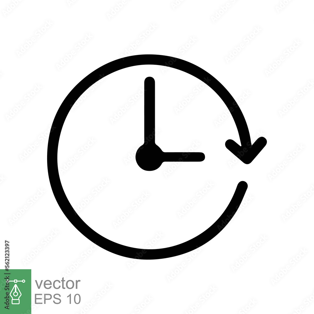 Passage of time icon. Simple flat style. Clock with circle line and arrow, chronometer, timer, interval, speed time concept. Vector illustration design isolated on white background. EPS 10. Passage of time icon. Simple flat style. Clock with circle line and arrow, chronometer, timer, interval, speed time concept. Vector illustration design isolated on white background. EPS 10.