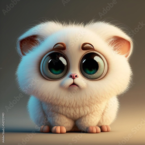 Cute funny adorable fluffy cat kitten 3D character