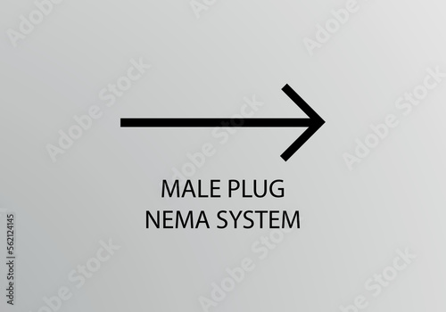 Male Plug Nema System Symbol, Vector symbol design. Engineering Symbols.