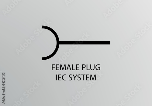 Female Plug IEC System Symbol, Vector symbol design. Engineering Symbols.