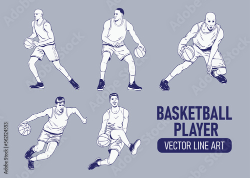 Set of Basketball Players Premium Vector