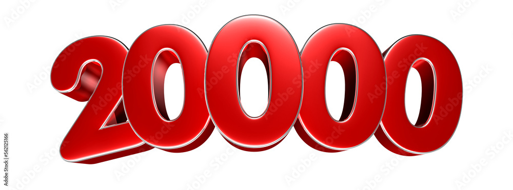 Number 29000 red 3D illustration. Advertising signs. Product design. Product sales. Number 29000 red 3D illustration. Advertising signs. Product design. Product sales.
