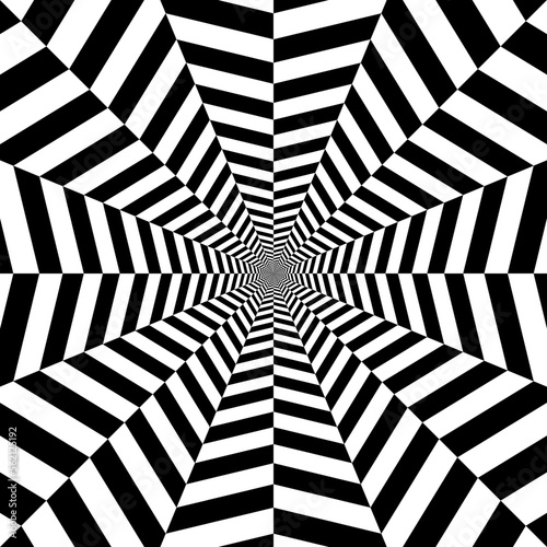 Geometric tunnel in the form of an eight-pointed star, Op art, Psychedelic tunnel