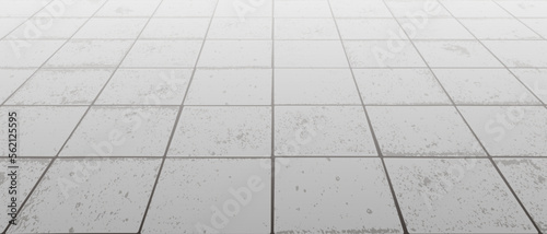 Vanishing perspective concrete block pavement vector background with texture. Tile floor surface. City street road or walkway with grid stone pattern. Patio exterior. Panoramic landscape