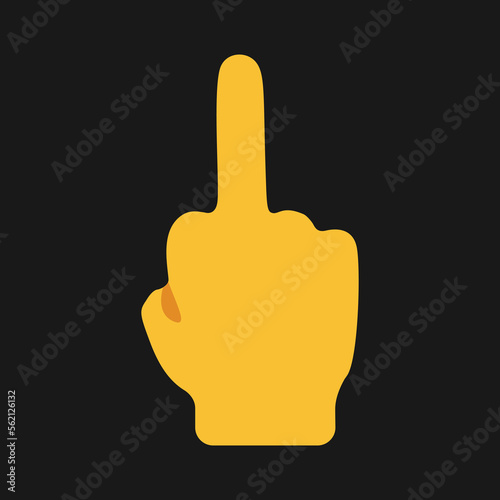 Middle Finger vector emoji flat icon. Isolated rude or insulting gesture sign sticker design.