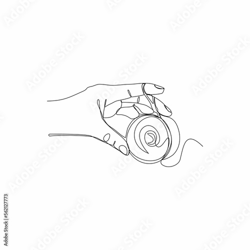continuous line drawing of hand playing yoyo