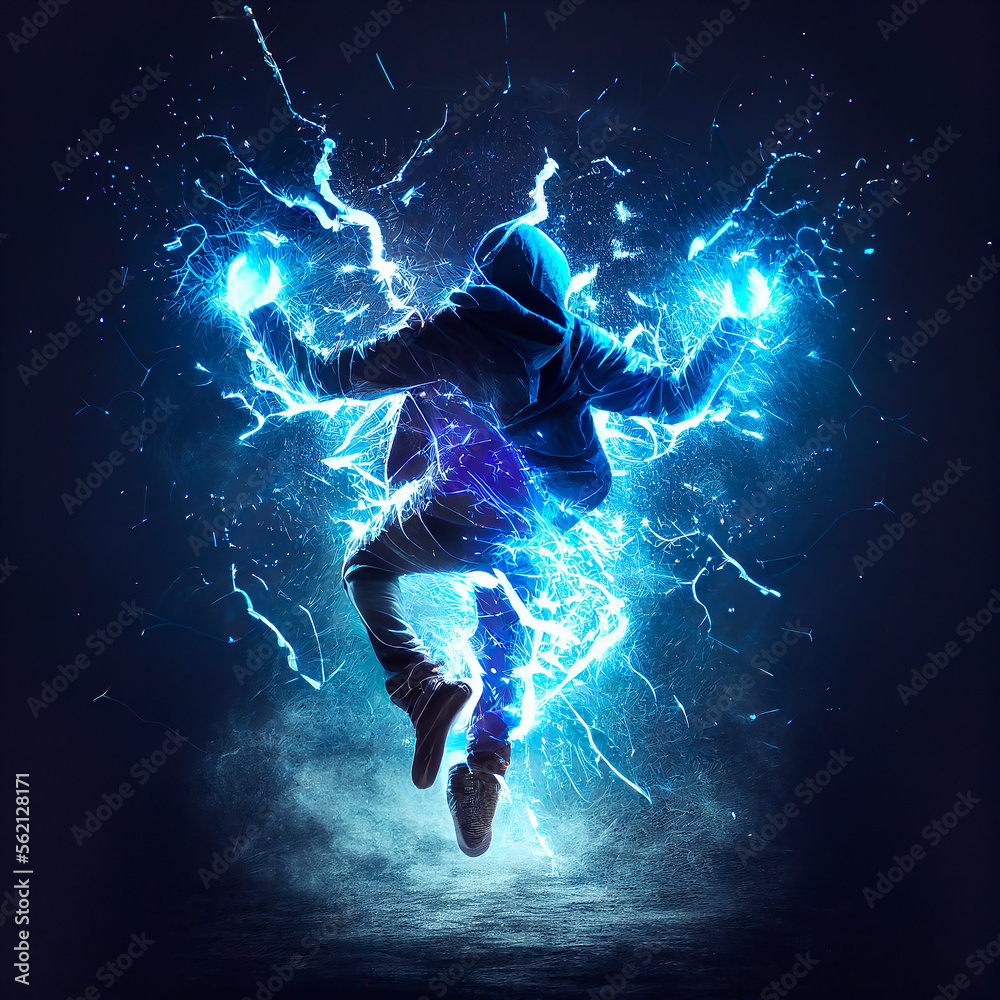 person jumping in the night dance