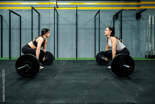 Two young women competing against each other