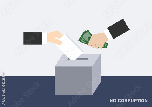 no corruption voter with money at ballot polling station background