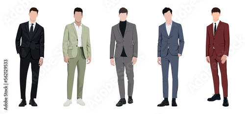 Set of businessmen on a white background in business suits in a flat style. set of vector illustrations of stylish and fashionable men