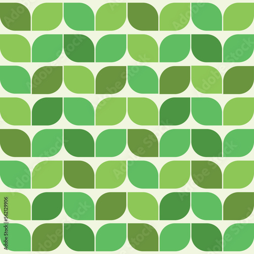 Wallpaper Mural Mid century modern geometric leaves in lime green, forest green and emerald green . For home decor, wallpaper and wrapping paper  Torontodigital.ca