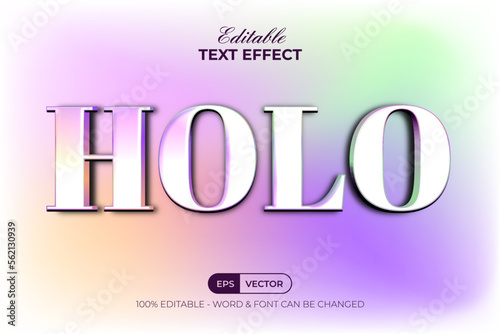 Holo 3d text effect colorful style. Editable text effect.