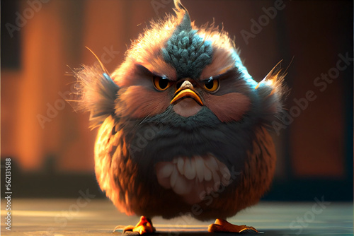 Angry bird with cat eyes.