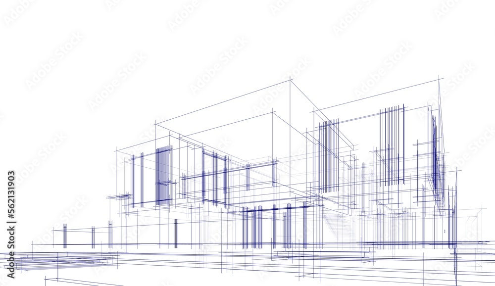 house building sketch architecture 3d illustration