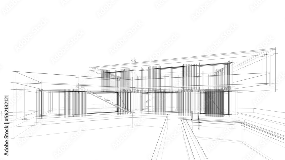house building sketch architecture 3d illustration house building sketch architecture 3d illustration