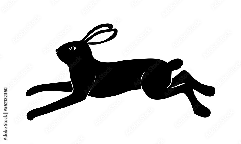 Hare Silhouette isolated. European Rabbit Animal vector illustration. Black silhouette rabbit. vector illustration