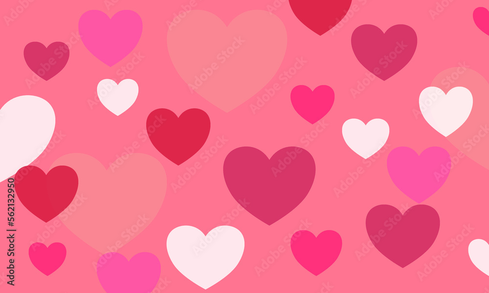 Vector illustration. Heart pattern background. Pink tones. Gradient colors. For valentine and wedding.