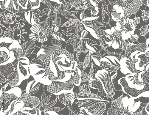 Seamless vintage floral lace pattern