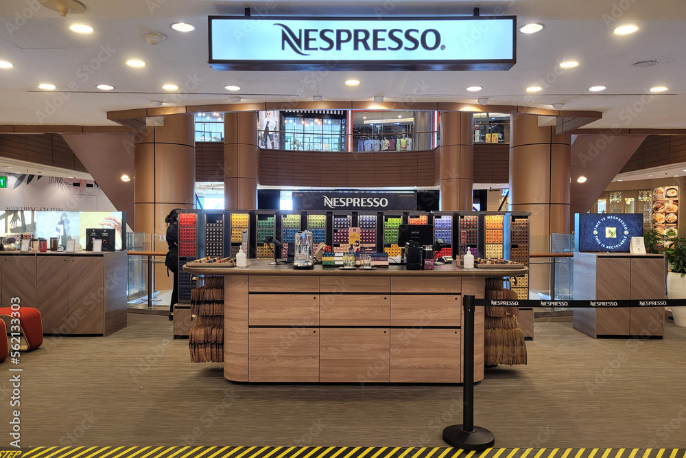 PENANG, MALAYSIA 8 DEC 2022 View of Nespresso Coffee Machine on