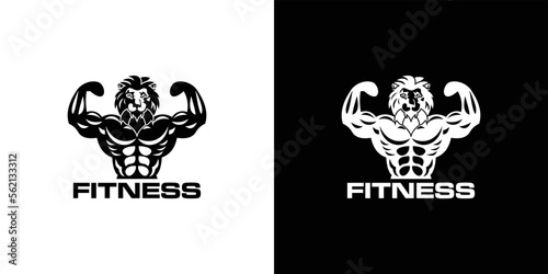Fitness Gym logo design template. Labels in vintage style with sport silhouette symbols