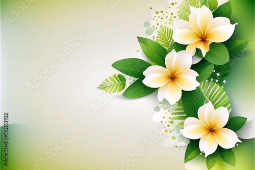 light green healthy floral border abstract watercolor copy space background,generative ai