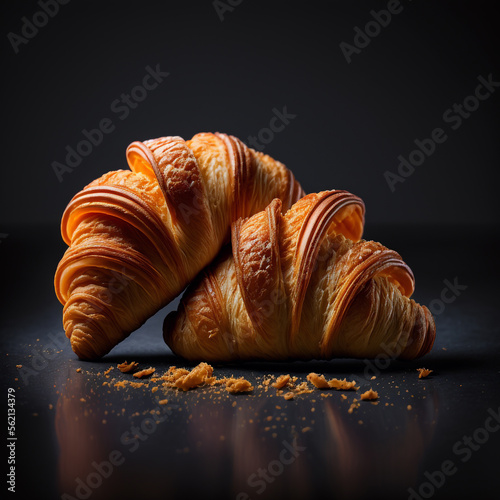 Croissants on black background