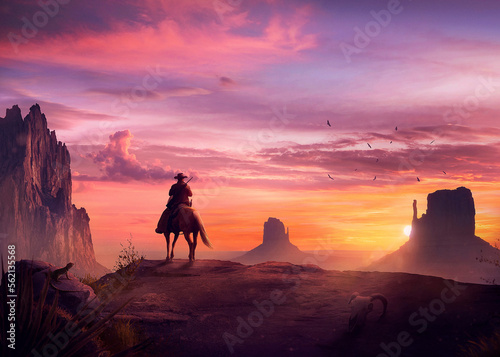 Canvas Print sunset in the desert Western