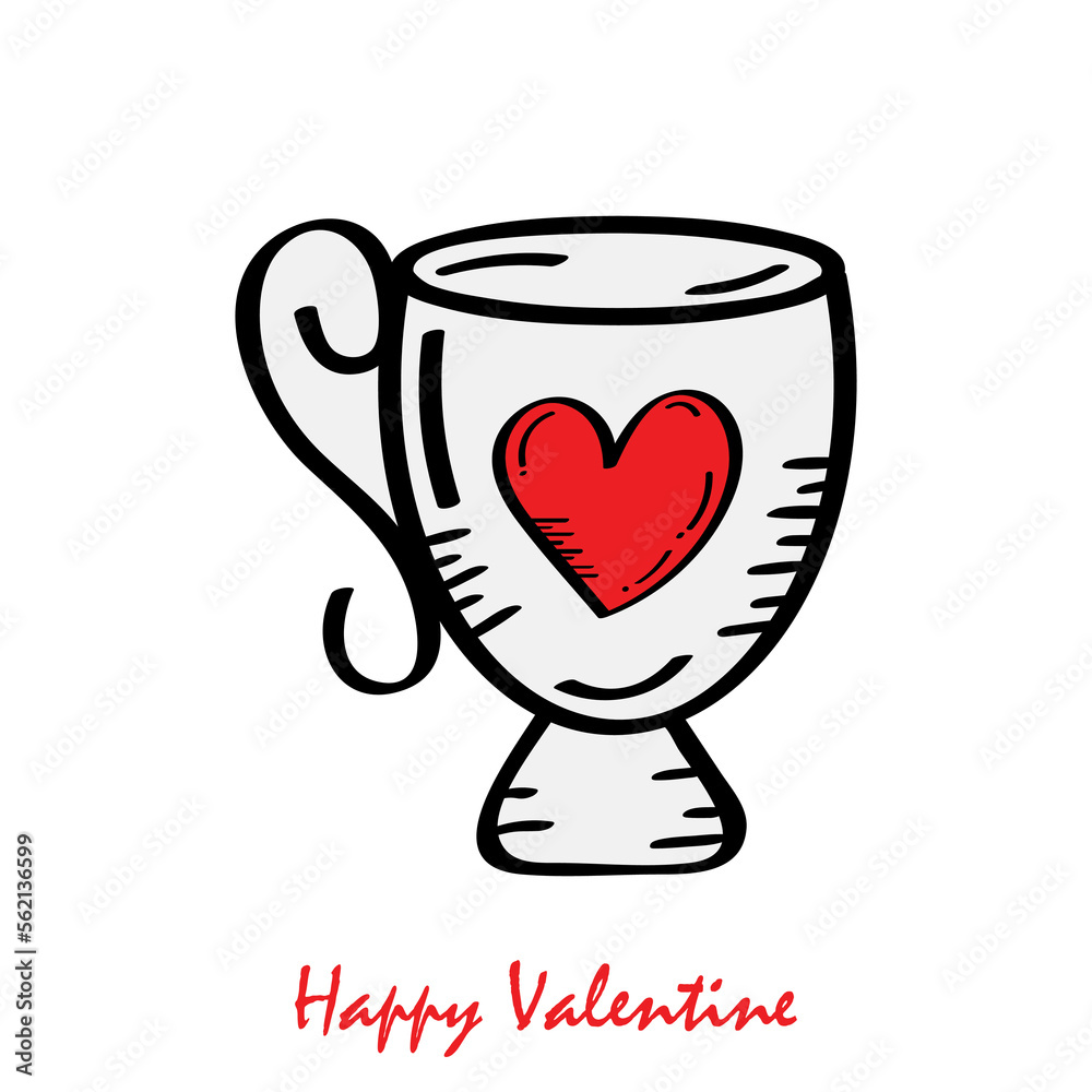 Vector Illustration Doodle Glass Valentine Icon Vector Illustration Doodle Glass Valentine Icon
