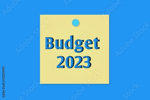 budget 2023 text on open notepad on white background. 