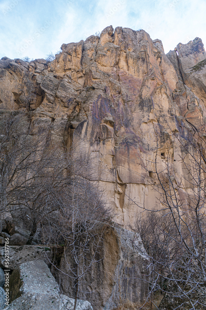 Ihlara valley is a canyon which is 15 km long and up to 150 m deep in Cappadocia, Güzelyurt,  contains around 50 rock-hewn churches and numerous rock-cut buildings.
