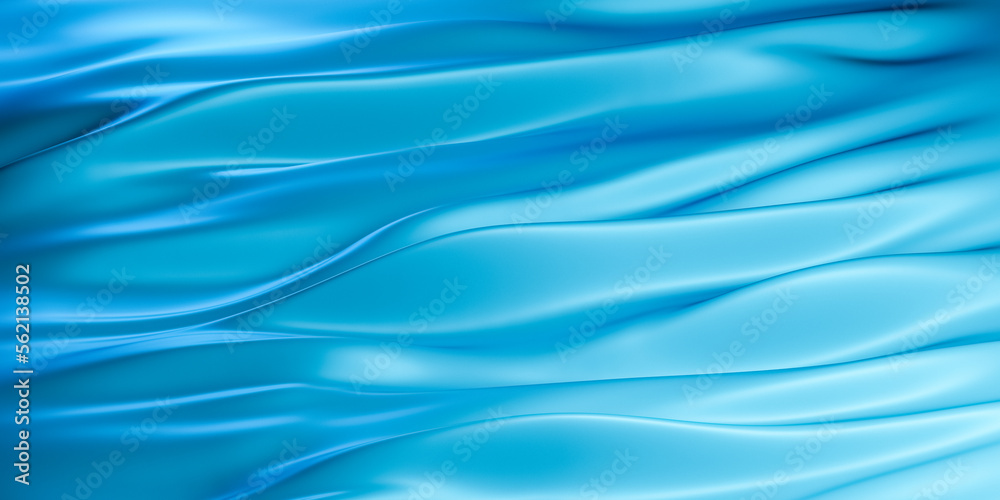 Flowing water or shiny glossy blue silk, smooth velvet or fabric surface with ripples and patterns, realistic 3D illustration as background with copy space for text Flowing water or shiny glossy blue silk, smooth velvet or fabric surface with ripples and patterns, realistic 3D illustration as background with copy space for text