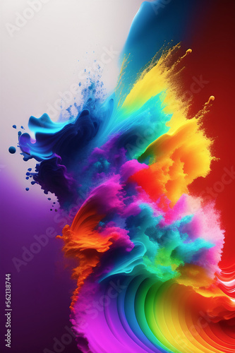 Colourful Dust Explosion Background (Generative AI)
