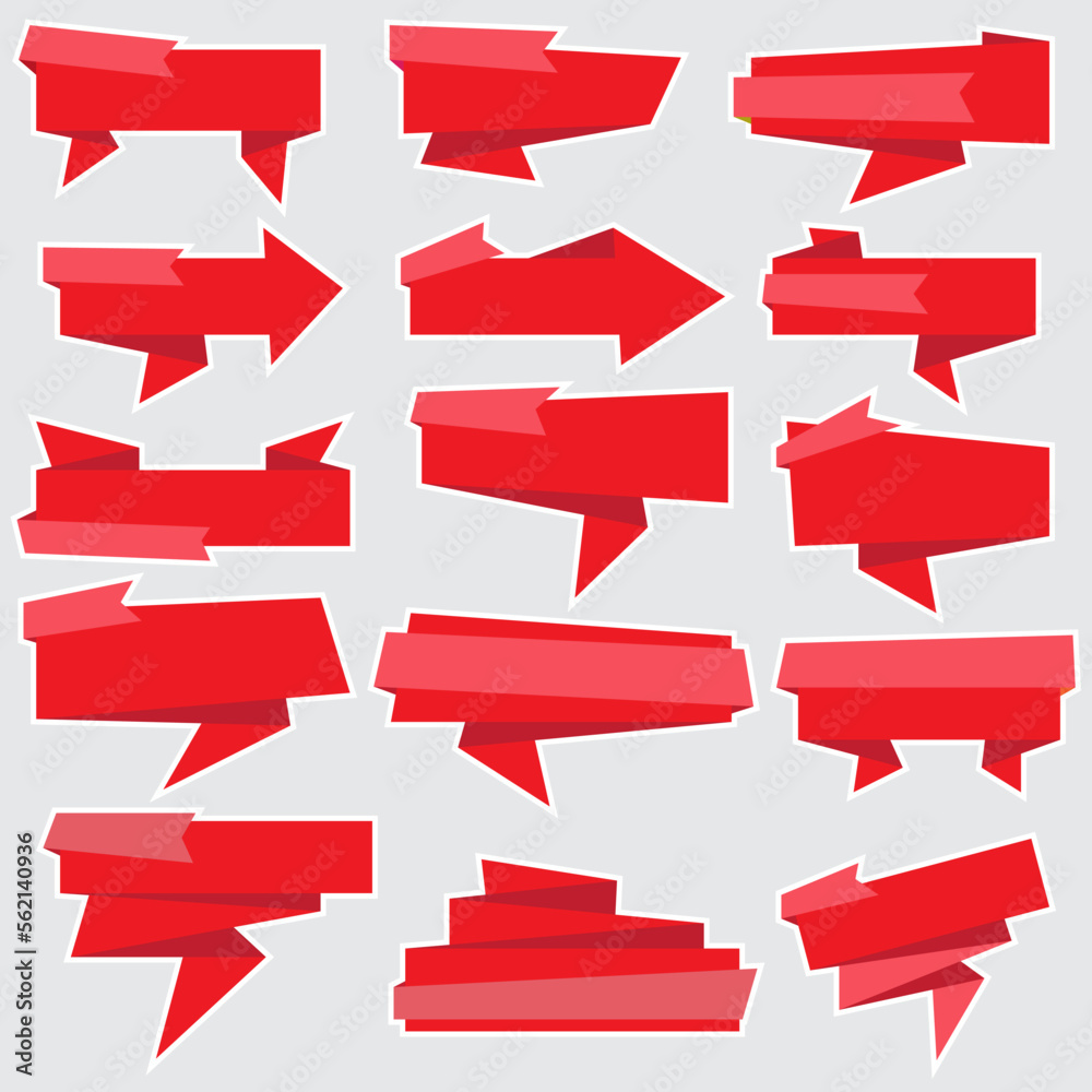 Set of red paper stickers that are sticker labels