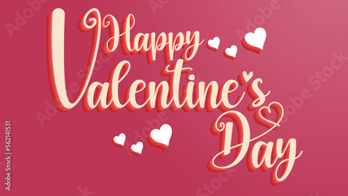 Valentine's day card banner with Heart on magenta background.