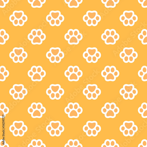 Bright cute seamless pattern. Dog tracks. Animal paw footprint.