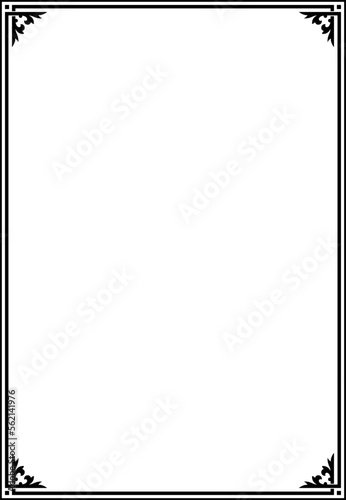 Decorative rectangular black framework. Page decoration. A3, A4 page size.