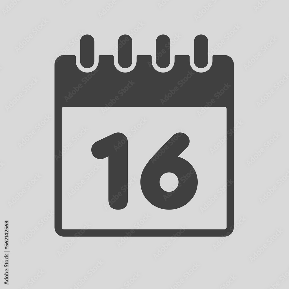 Icon page calendar day - number 16 Icon page calendar day - number 16