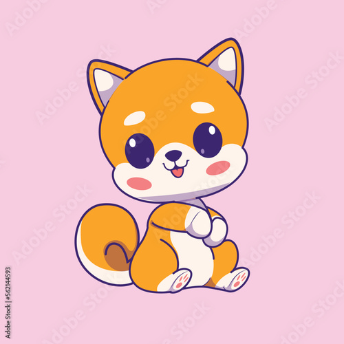 Cute Shiba Inu Dog  Cartoon Vector Icon Illustration. Animal Technology Icon Concept Isolated Premium Vector. Flat Cartoon Style