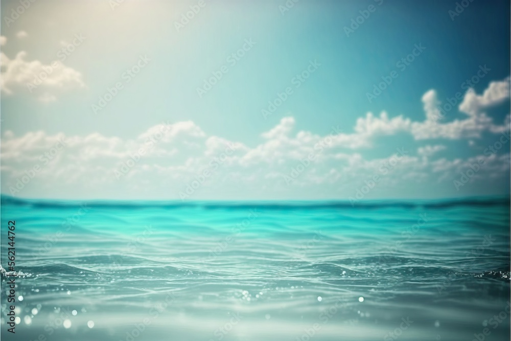 Obraz premium Hintergrundbild, Verschwommenes Meer mit Wolken, Generative AI