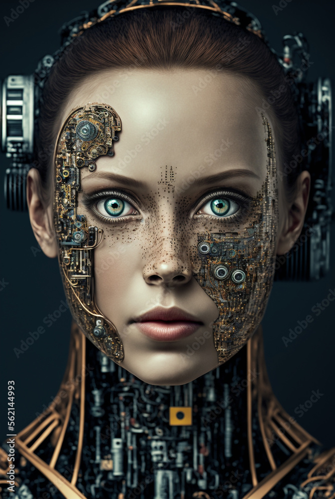 Generative AI fantasy sci-fi cyborg woman. Generative AI fantasy sci-fi cyborg woman.