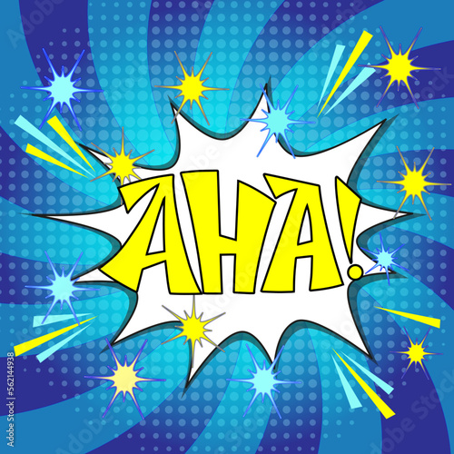 Comic lettering aha. Vector bright cartoon illustration in retro pop art style. Comic text sound effects. EPS 10. 