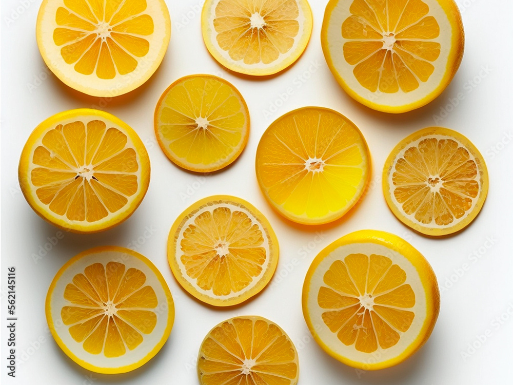 cut lemons on a white background
