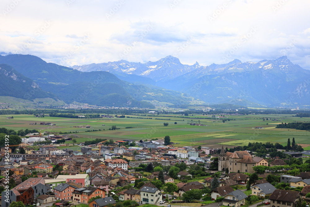 View from the Corbier neck wich is a French Alpine pass located in Haute-Savoie department 