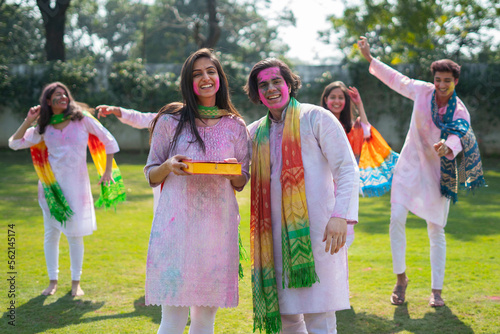 Indian couple at a Holi party