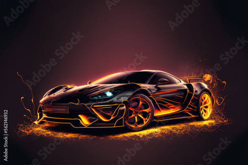 a fantasy sports car with lights  isolated. Generative AI